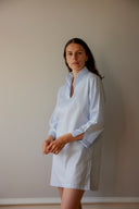 Anna Nightshirt - Sateen Light Blue Fine Striped