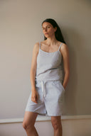 Gertrud Shorts - Grey Striped Seersucker
