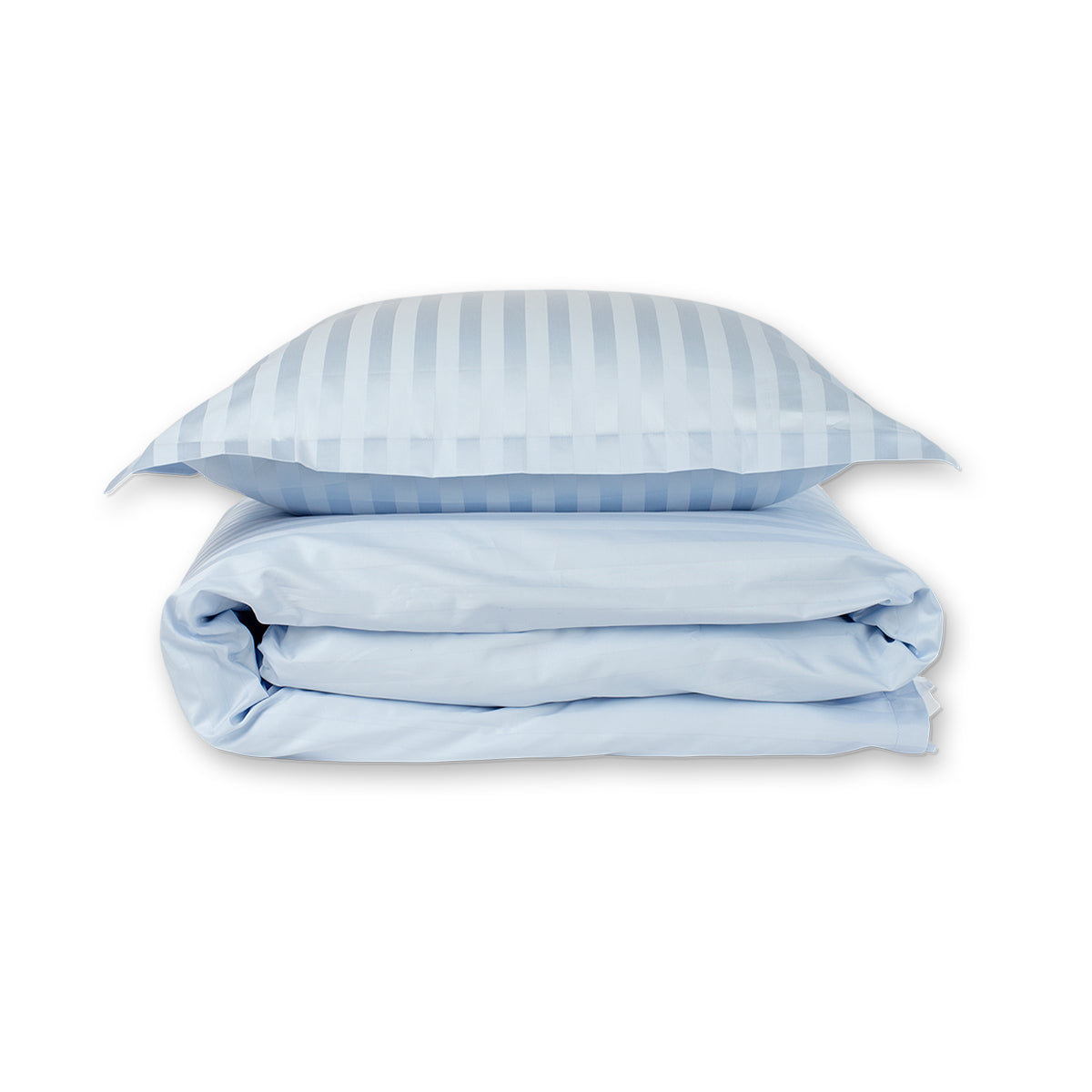 Cotton Sateen Light Blue Wide Striped - Duvet Cover – Geismars Væverier A/S