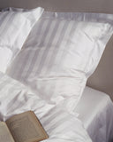 Cotton Sateen White Wide Striped