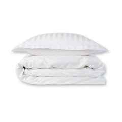 Cotton Sateen White Wide Striped