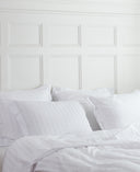 Cotton Sateen White Wide Striped