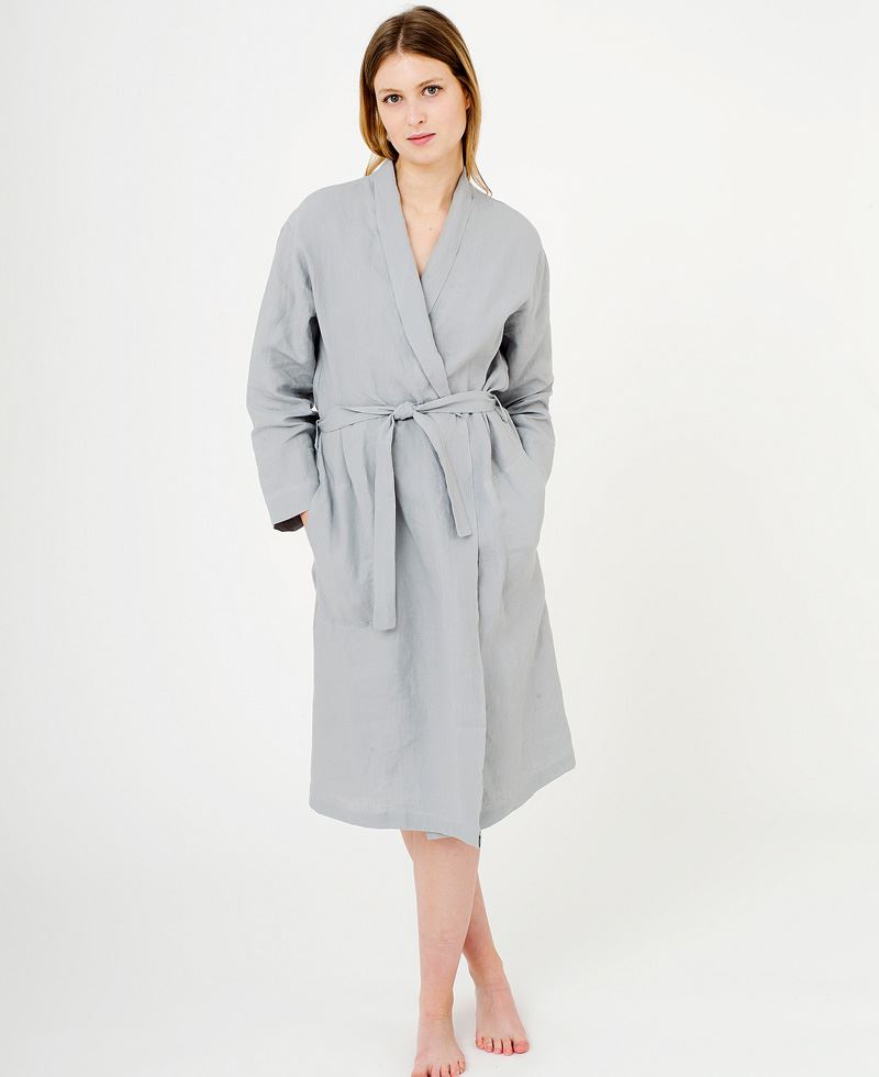 Grey Housecoat | Stone washed italian linen | Geismars